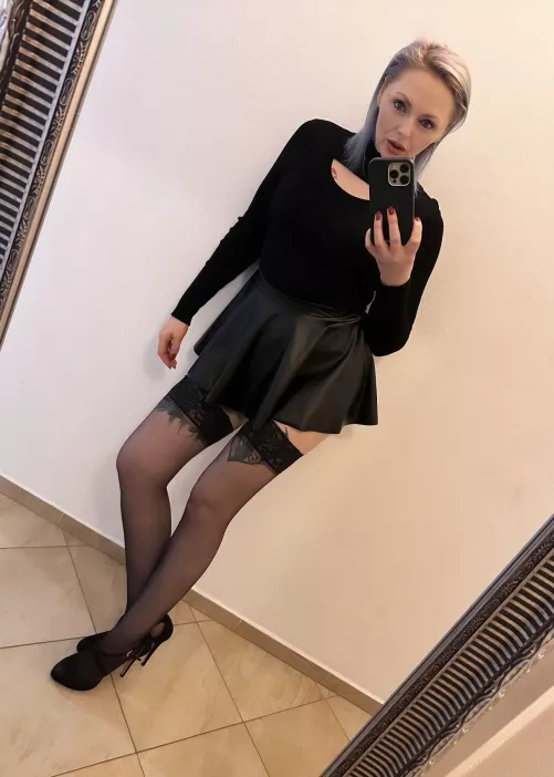 Stockings and long legs are a killer combo