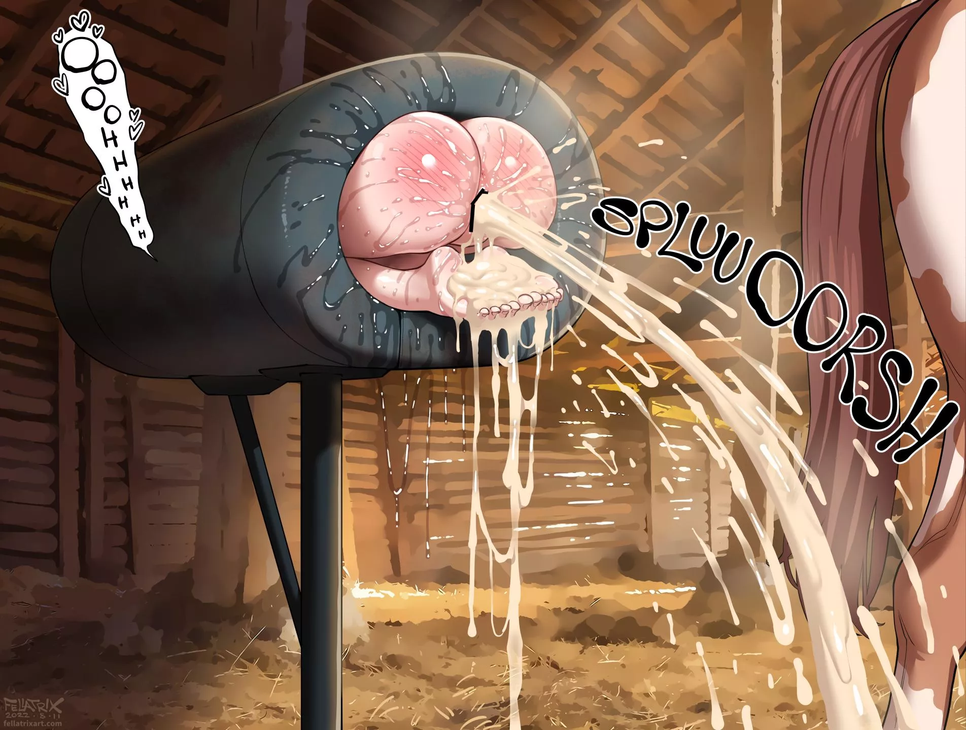 Stuck in a Breeding Mount while Semen oozing out-