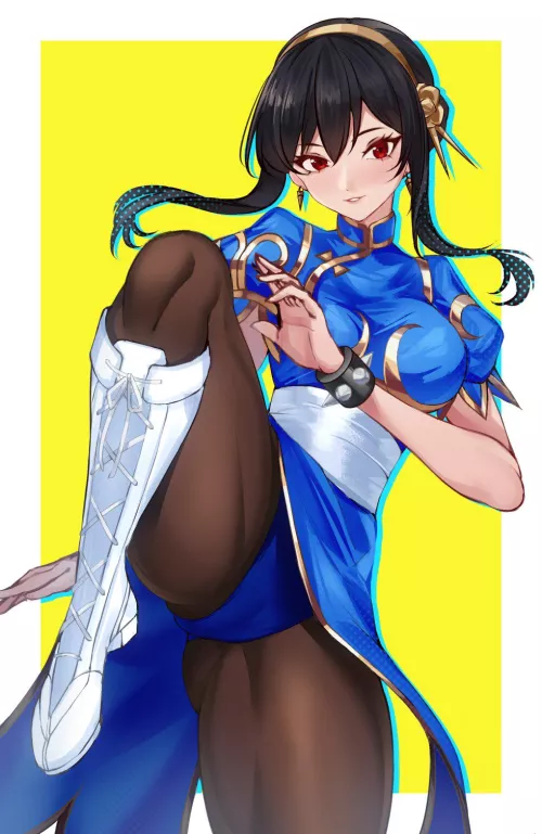 Yor Forger in Chun-Li's outfit