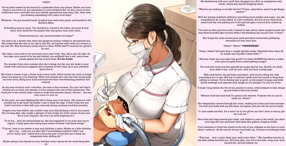 Birthday Cleaning [F4M] [Femsub] [Big Boobs] [Boob Focus] [Breast Smothering] [Wholesome] [Missionary] [Exhibitionism] [Dentist] [Cum Inside] [Kisses] [Male POV] [Artist: sakuranotomoruhie]