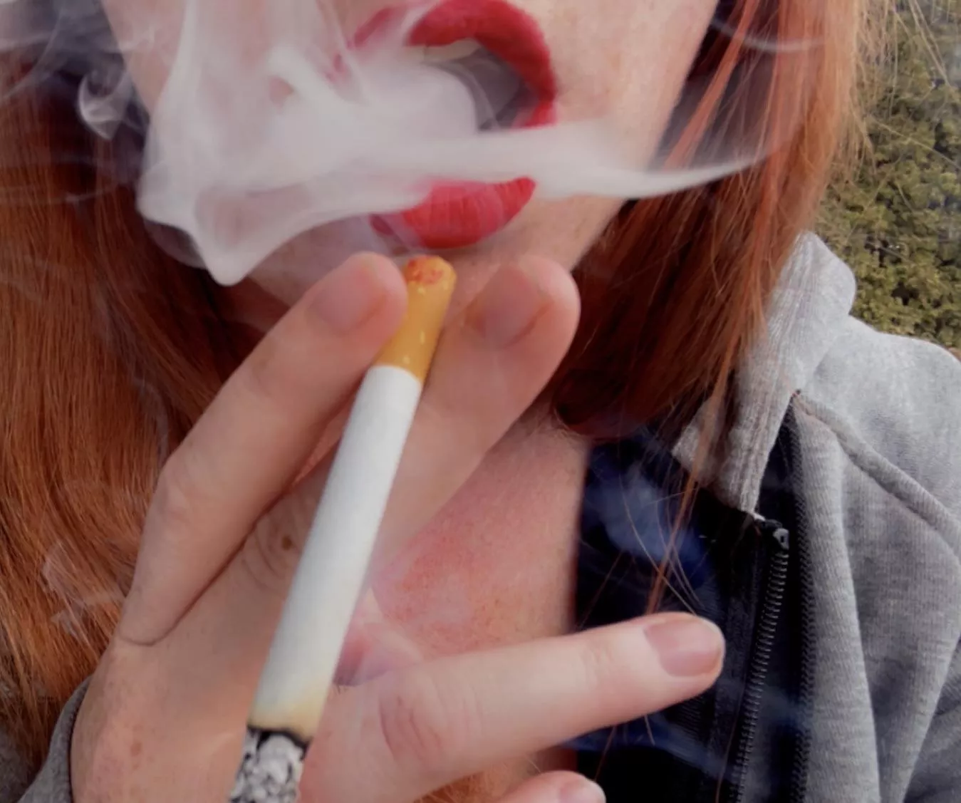 Don’t you love how red lips look with smoke? 