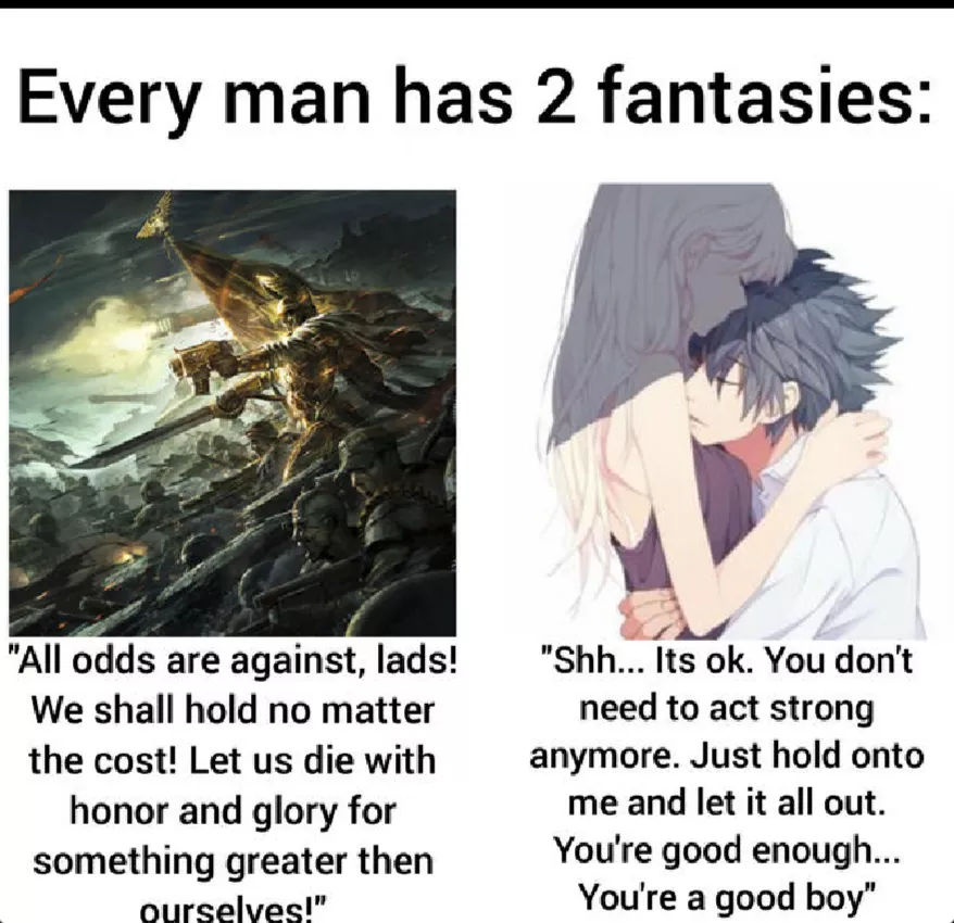 Except the first fantasy is just being the best househusband possible  Except the first fantasy is just being the best househusband possible