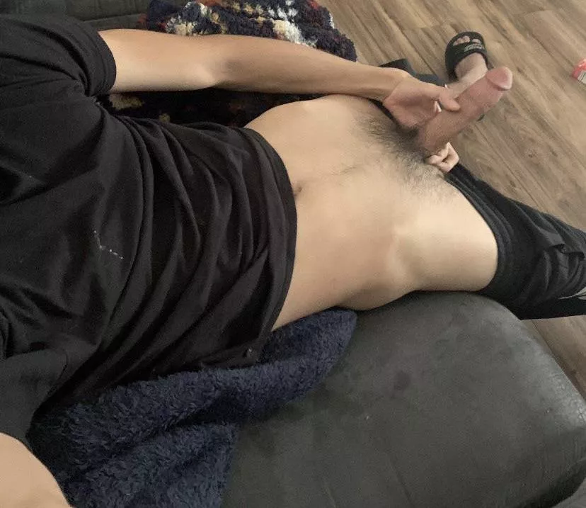 if you walk into the room and you see me holding my dick , what would you do next?