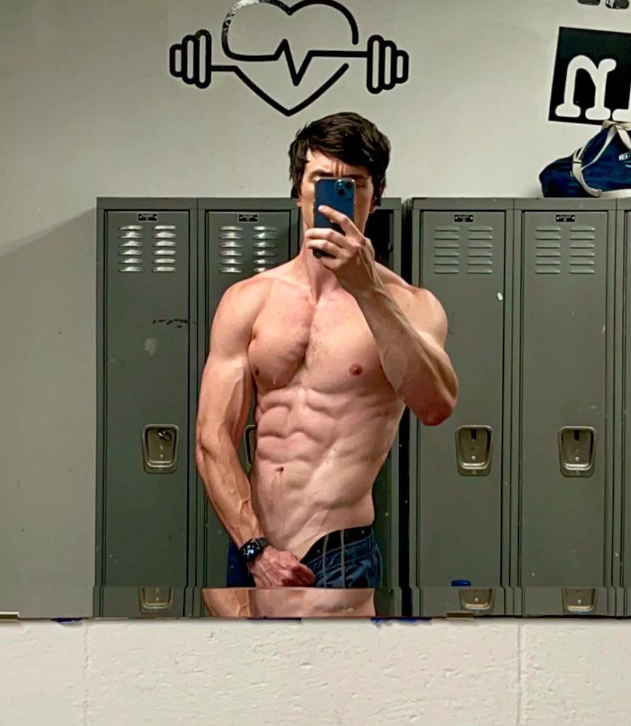 Veins in the obliques are popping. 