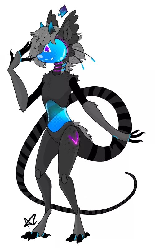 I finally finished this for my partner a few days ago. It's their sona Jenix ♡