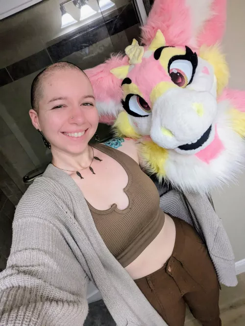 I'm late to Fursuit Friday but here for Saturday! Fursuiter and Fursuit; I feel beautiful as Sylvie and myself! Remember to love who you are!