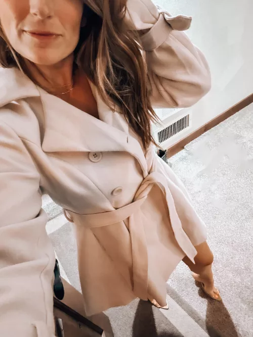 Sneaking out in my trench, and nothing else -- just like a good little slut.