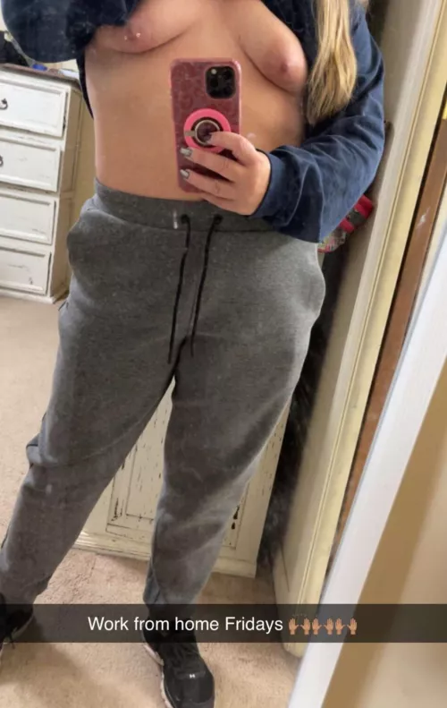 The best thing about working from home is not having to wear a bra