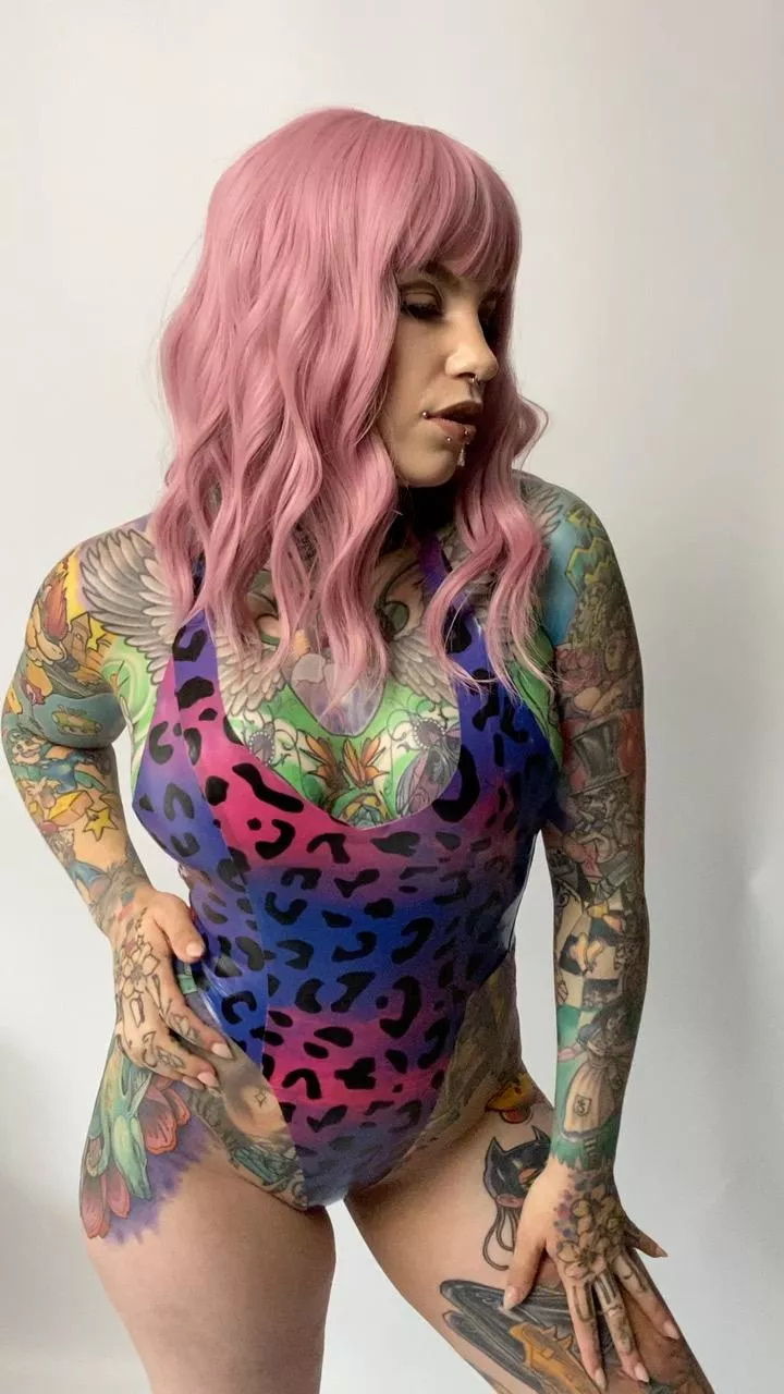 The feeling of you sucking my fully tatted tits would make me so wett