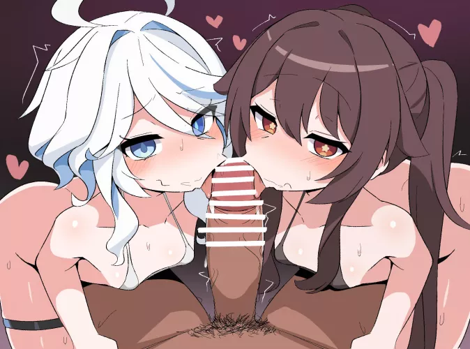 This is an illustration of Freena and Kurumi cleaning together. @MARU_18u482