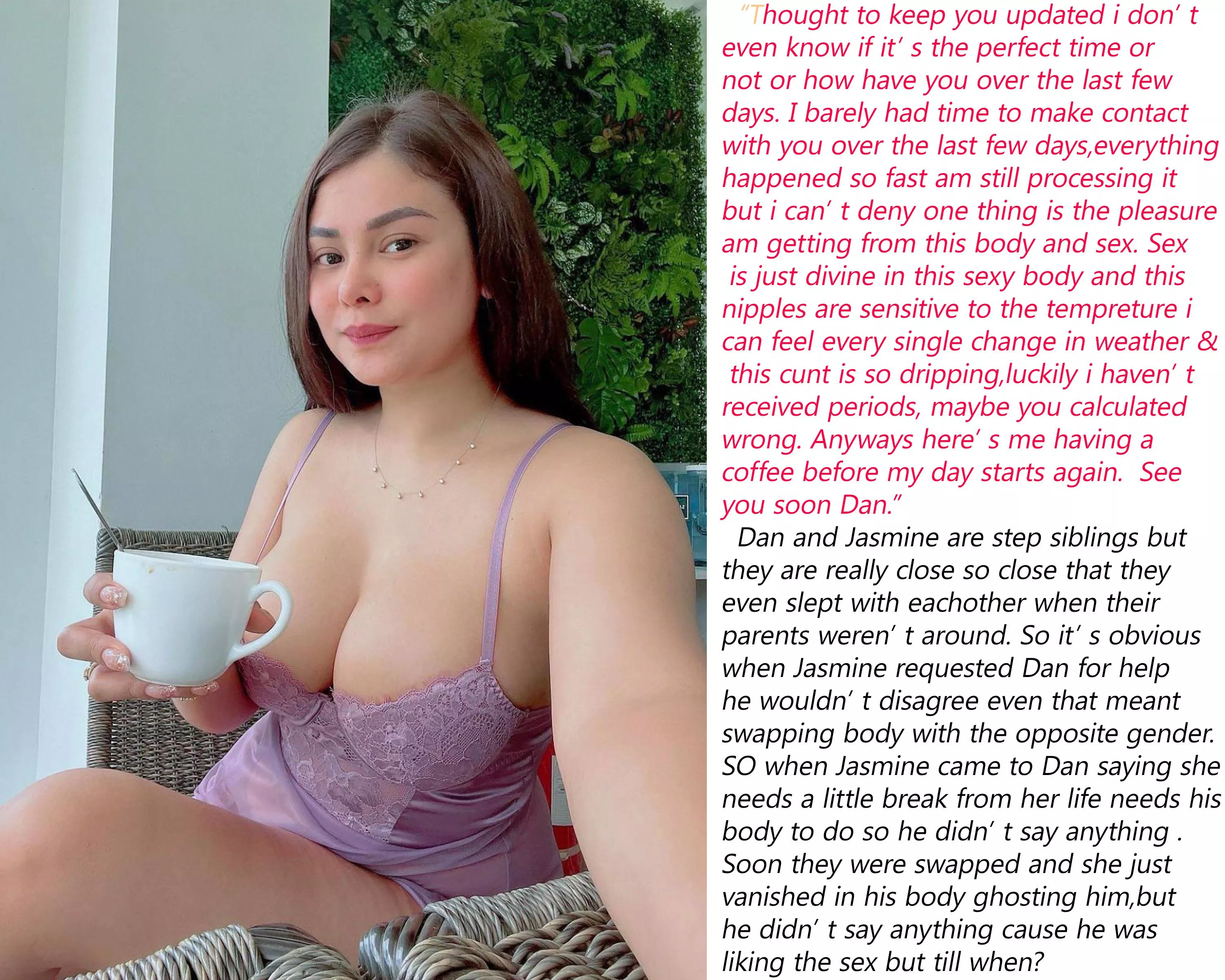 Till WHEN? Man to woman. TILL WHEN? IF you swap with your sister and you enjoying her body. Loving the attention that her body receives, all her sexy makeup along with those tight figure-hugging dress and specially those mind-blowing orgasms. But the que