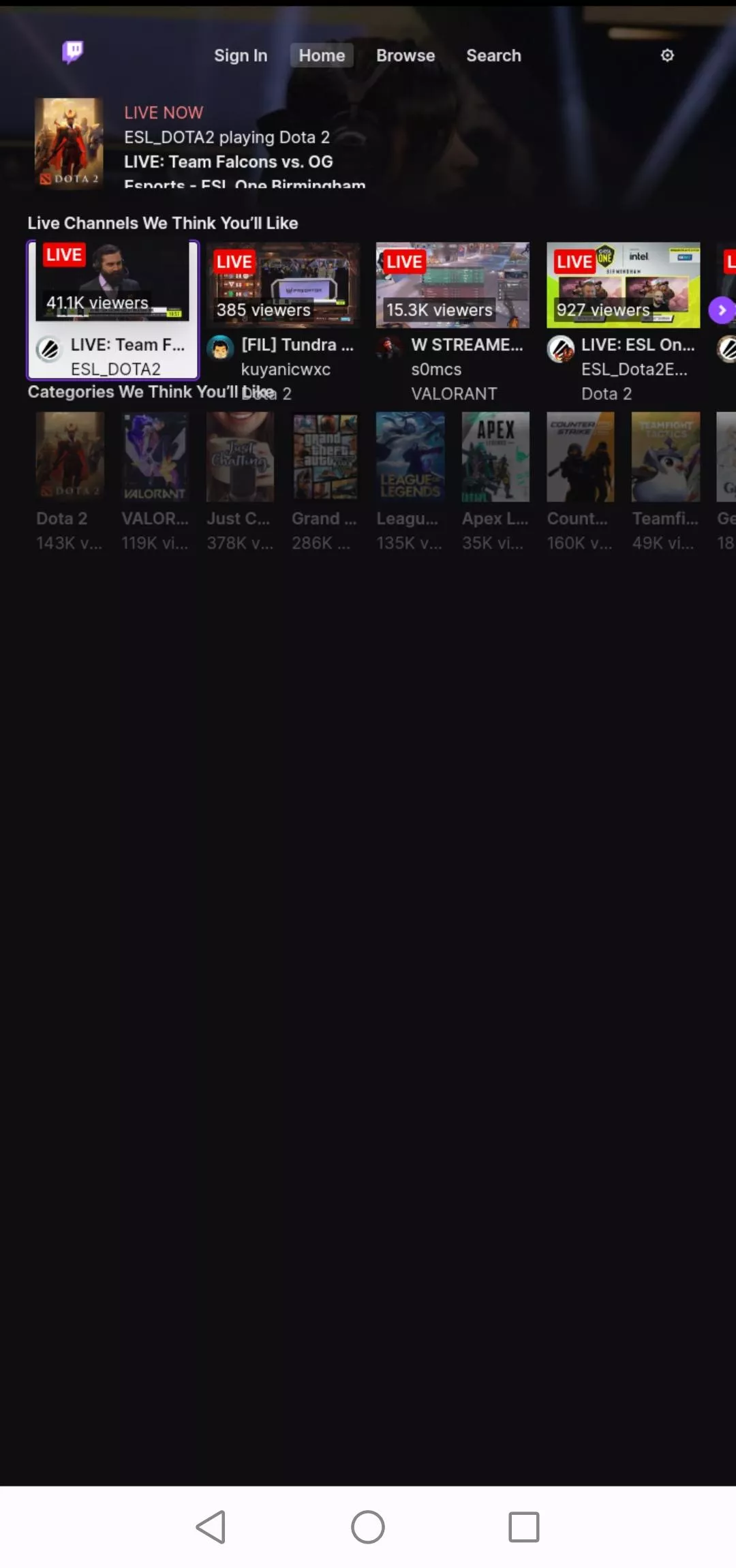 What happened on twitch android app??