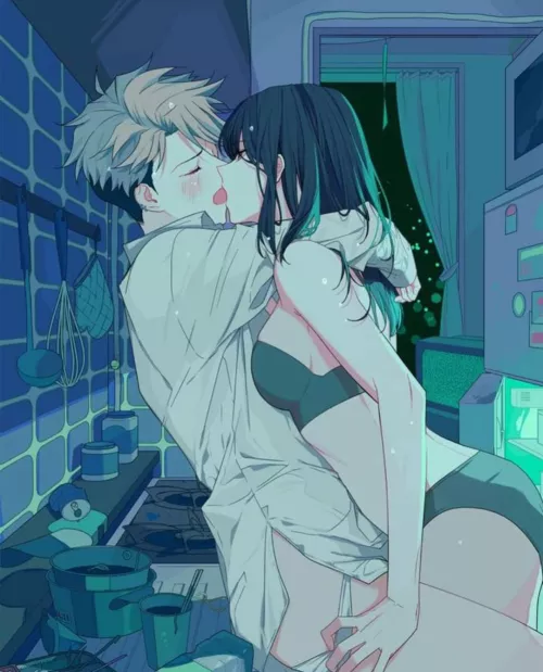 When I catch you in the kitchen at night