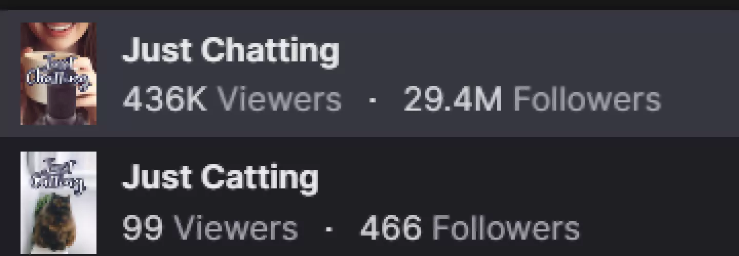 Why is there 2 just chatting on twitch????