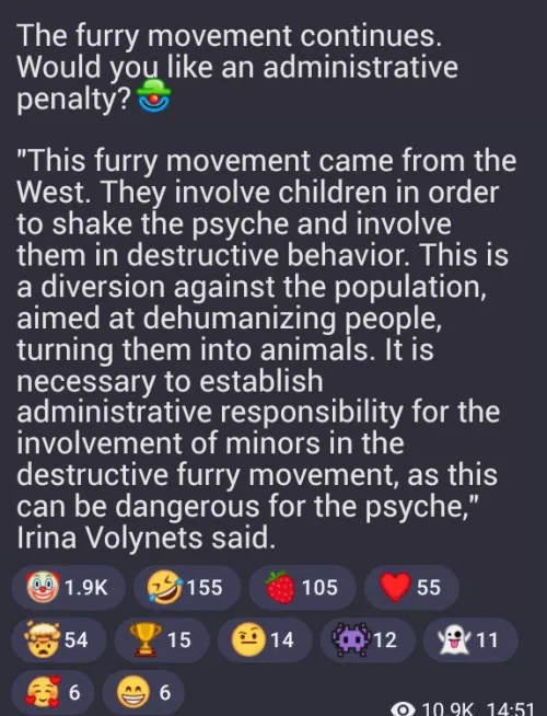 If you're a furry in Russia, then obviously you probably shouldn't live in Russia (Am I outlawed now? Help!) 