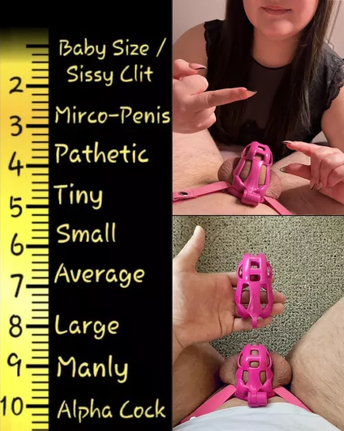My girlfriend said I'm pathetic for not even filling out my 4.25 inch cage... So she got me this new 3 inch one for my 'micro penis'. After asking her why she called my dick a micro penis, she showed me this chart...
