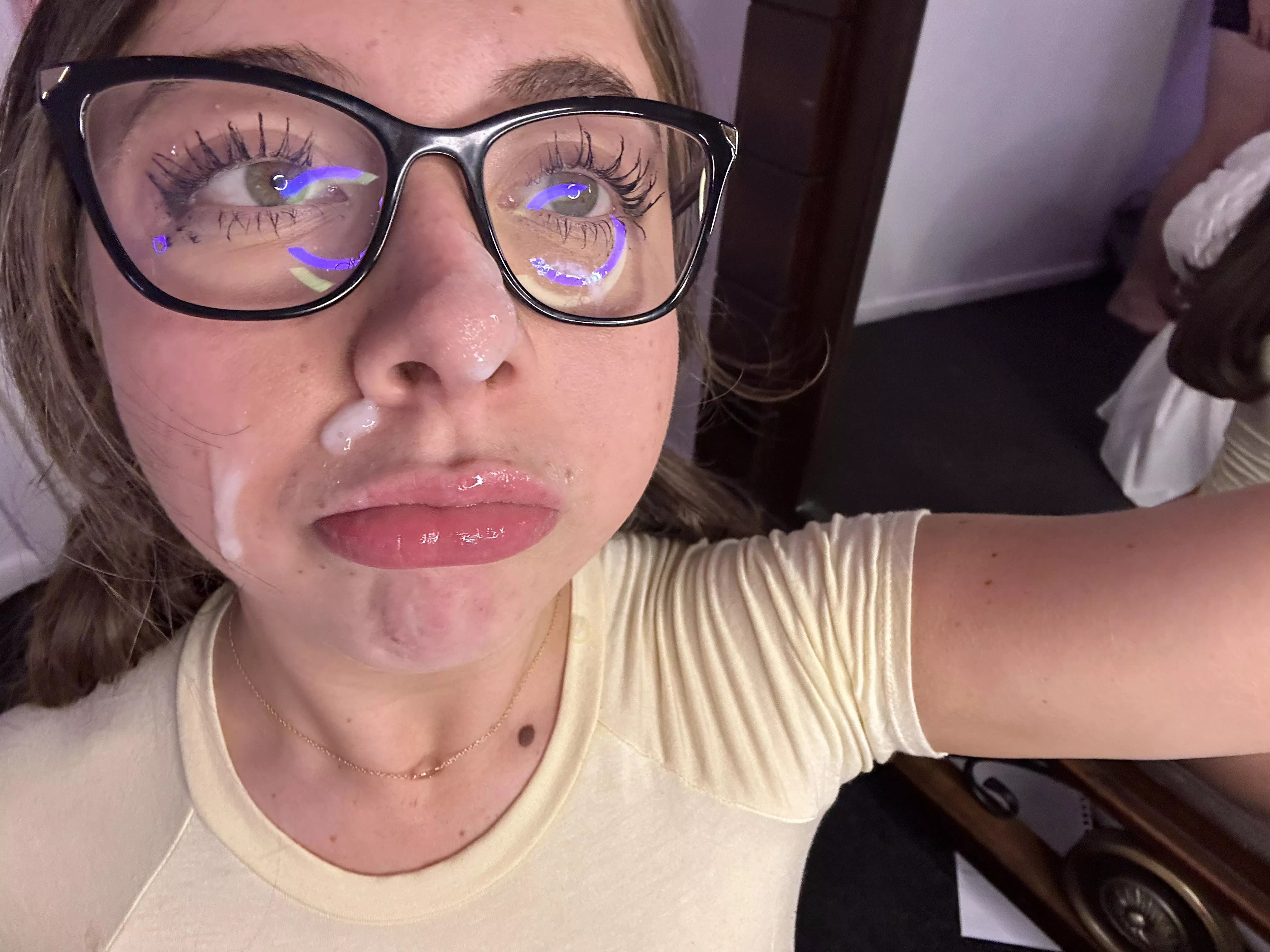 She gets so excited for a facial what a slut