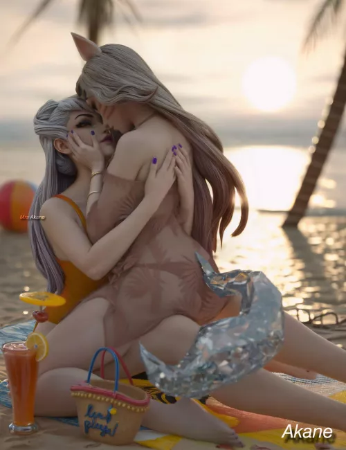 Ahri and Evelynn on Beach (Mrs Akane)