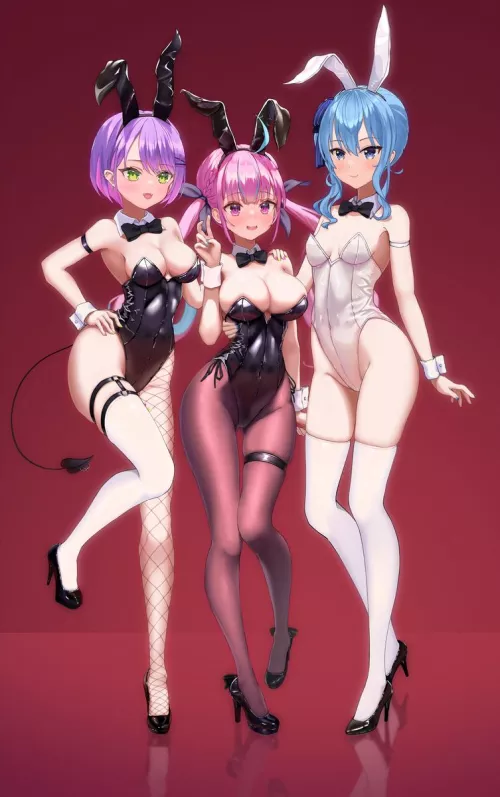 Bunny Girls Towa, Aqua, And Suisei [Hololive]