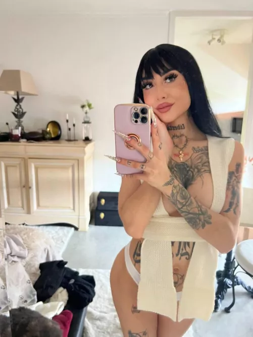 Hot girl covered with her tattoos is the best lover