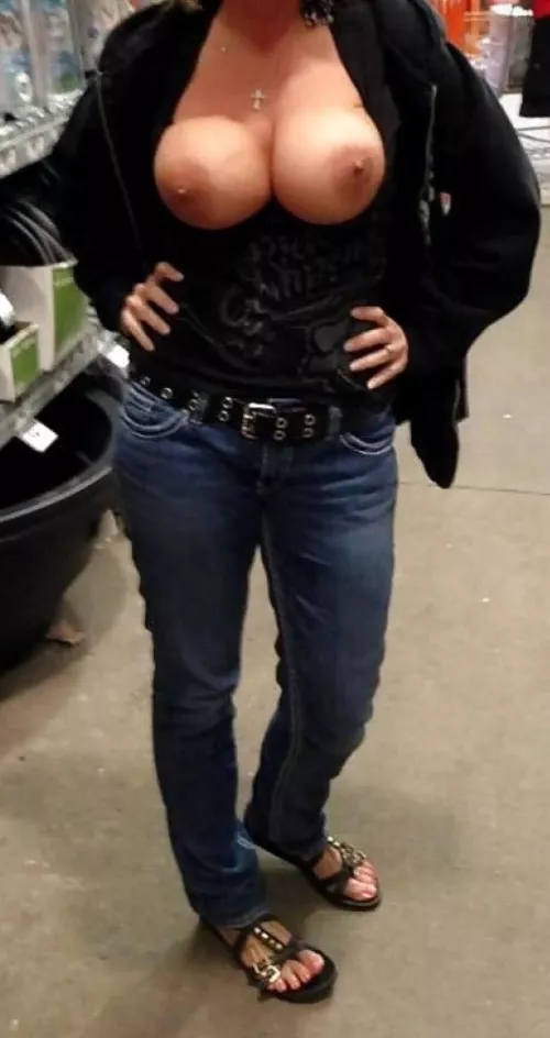 Lowes tits out for my dom