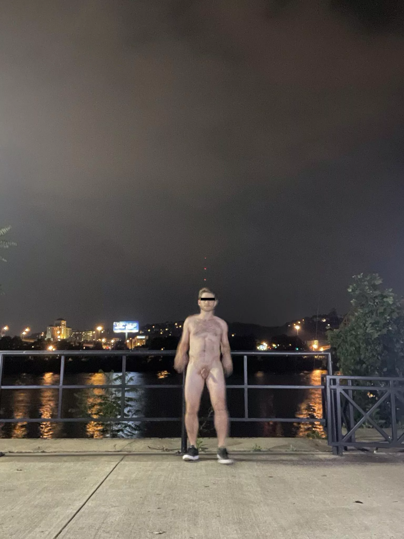 (M31) The photo from when the homeless guy caught me. This is the split second after he called out and I turned around in horror lol I had my phone leaning against the bench with a timer on