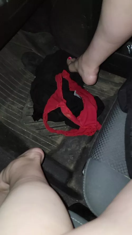 On the floorboard of our truck