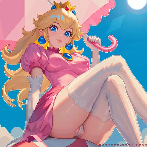 Princess Peach in a pixel picture perfect pose