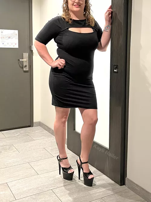 These heels and dress go so well together! [f]