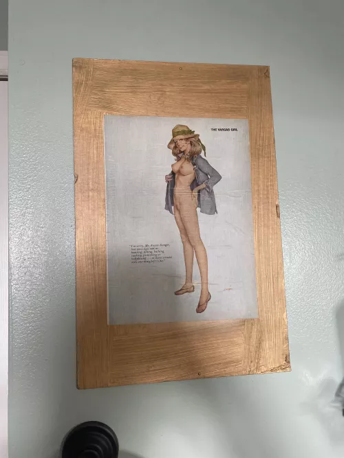 Custom bathroom art from a 1960’s Playboy