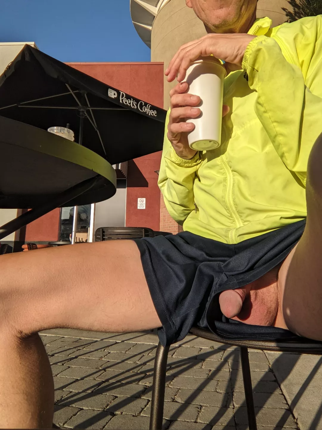 Enjoying coffee before work 