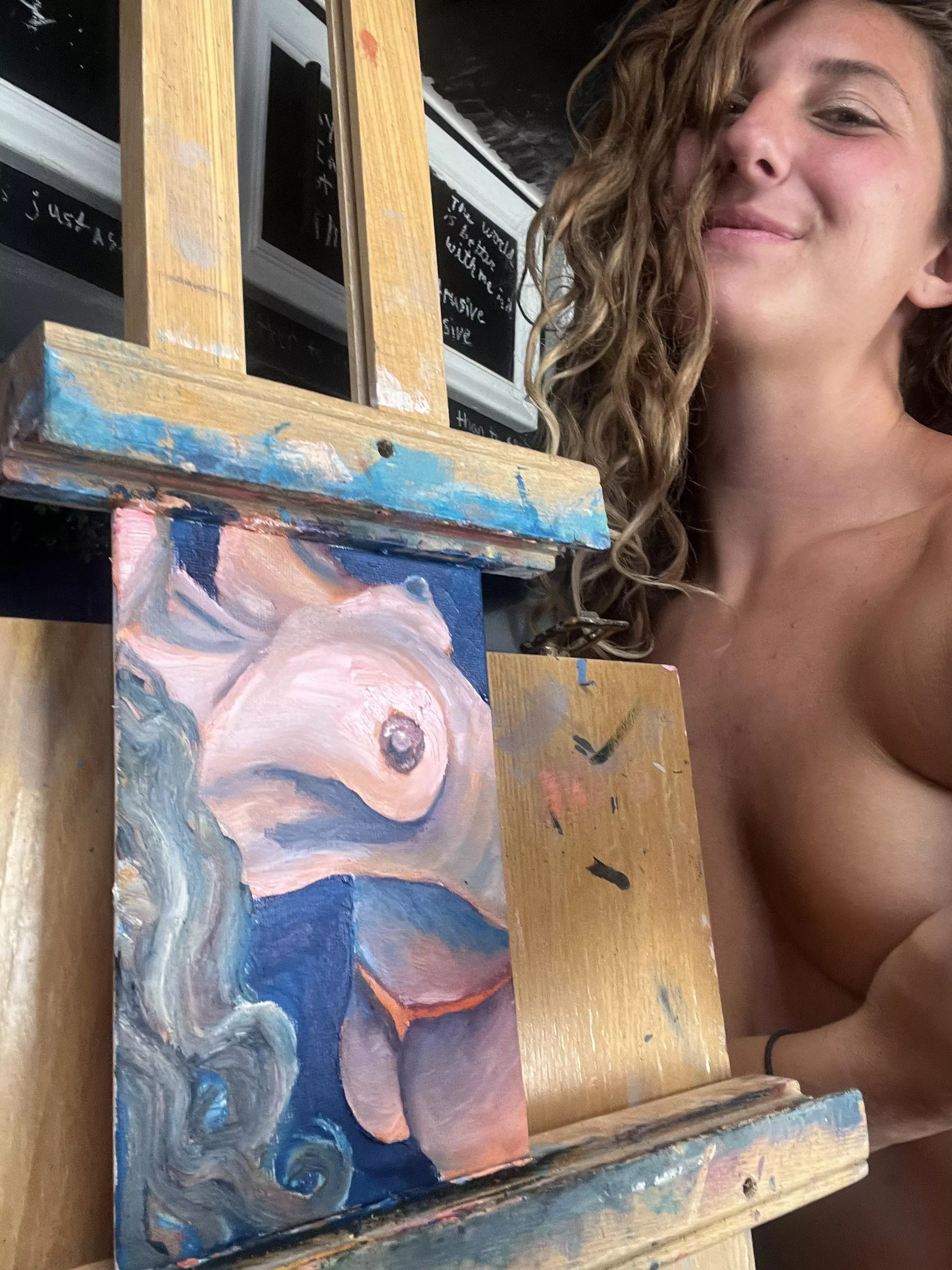 I like painting my own nudes in the nude! Double nude!