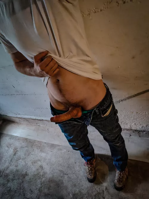 Just did some yard work and got hard putting the tools away. (Apartment building 😏)