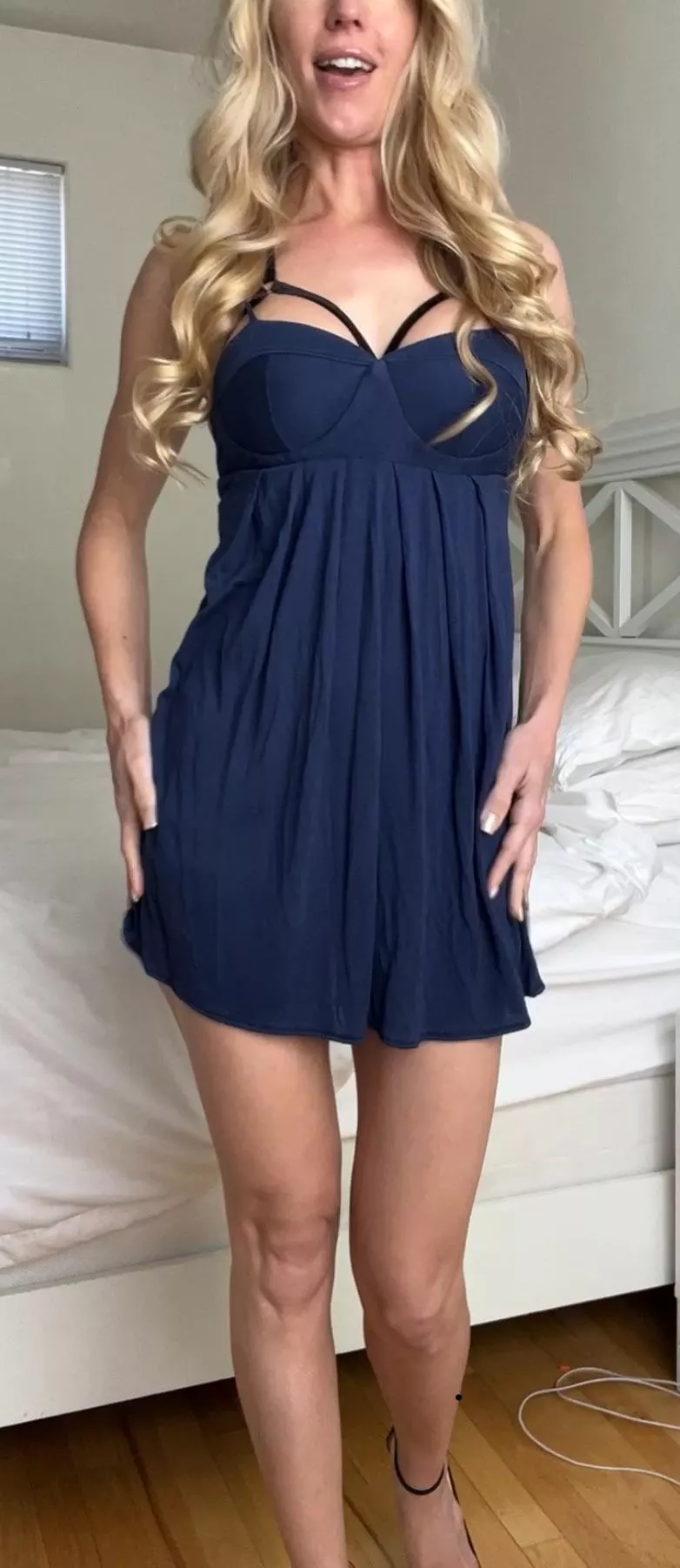 Let’s hope the hot new guy likes blondes in blue. 