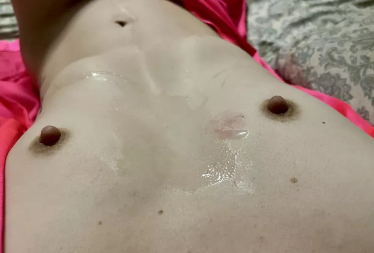 Small A cups covered in cum