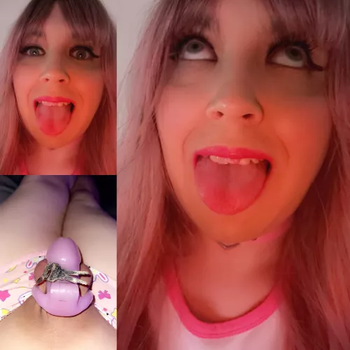 Sooo I know I’ve always been blonde, but I can also be a pink princess too now, do you like it? Matches my caged itty bitty clitty 🙈💕