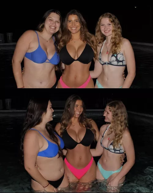 You just know her friends hate it when she wants to take bikini pics with them