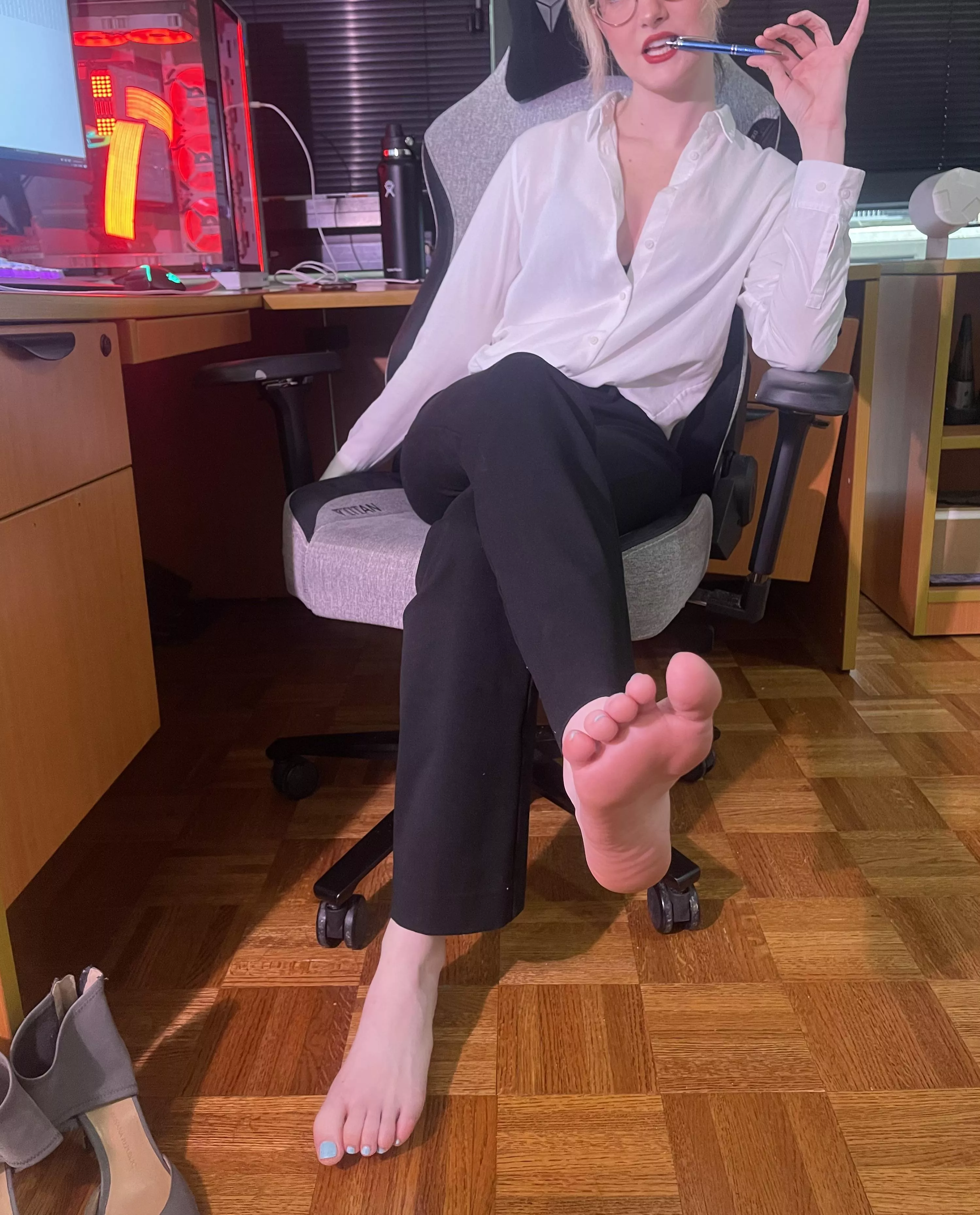 Do you mind if I take my heels off here in the office?