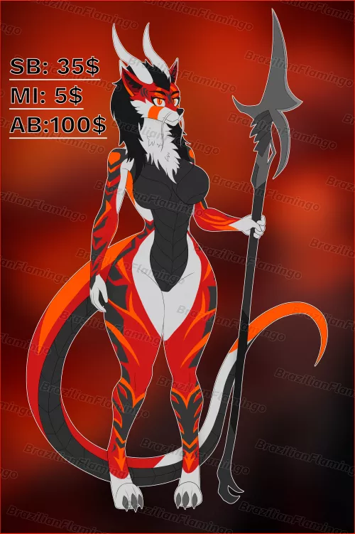 Fire dragon warrior girl adopt Auction! Check comments for bidding link [No sus comments pls]