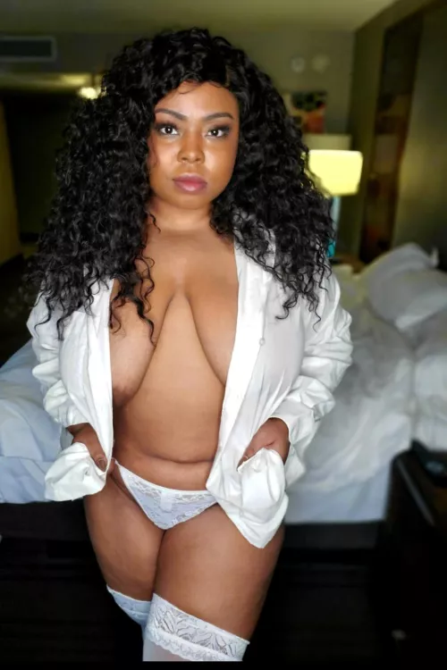 Hot black chick in white 