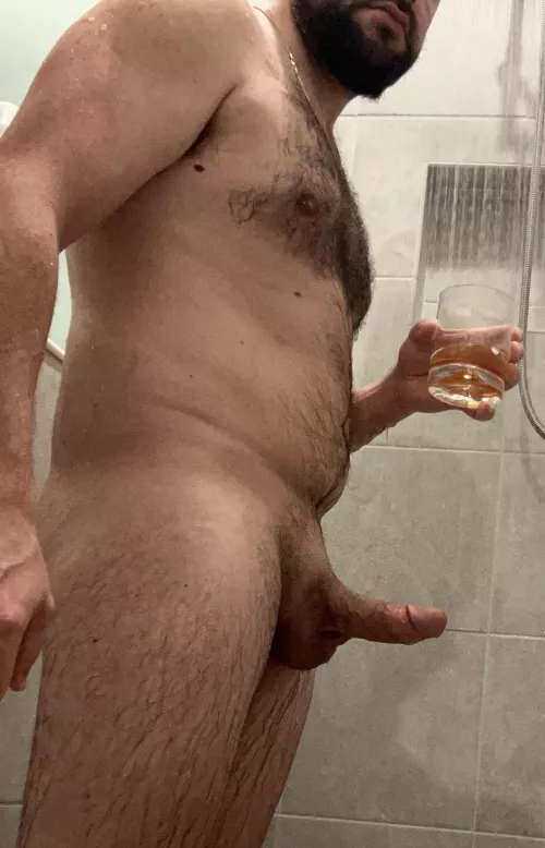 How many other dads enjoy a shower bourbon after a long day?