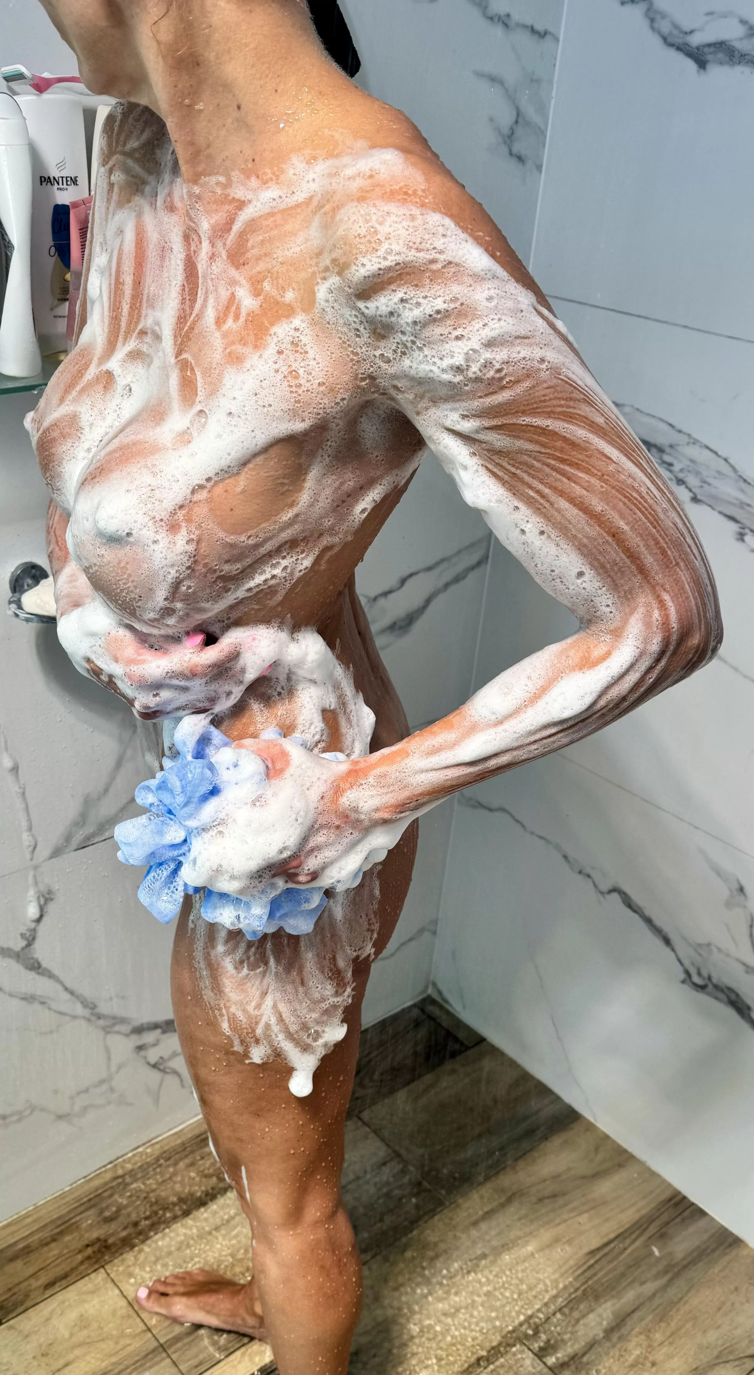 Love rubbing soap on my tits 