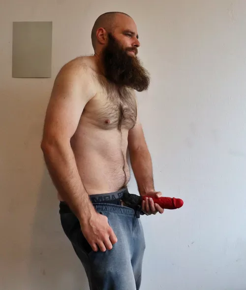 Me, while I'm holding a large dildo in front of myself