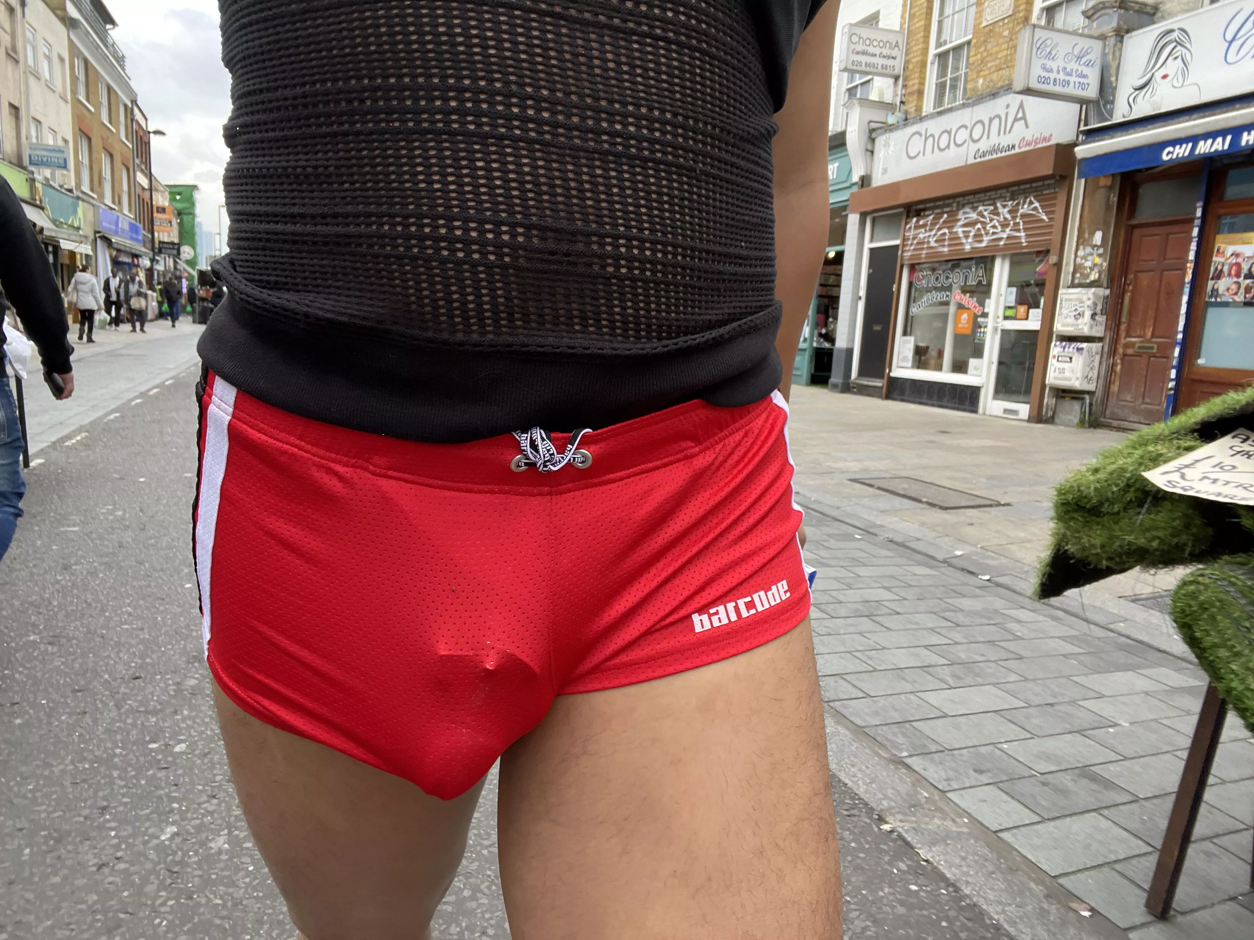 Walked down the highstreet locked with short shorts [20]