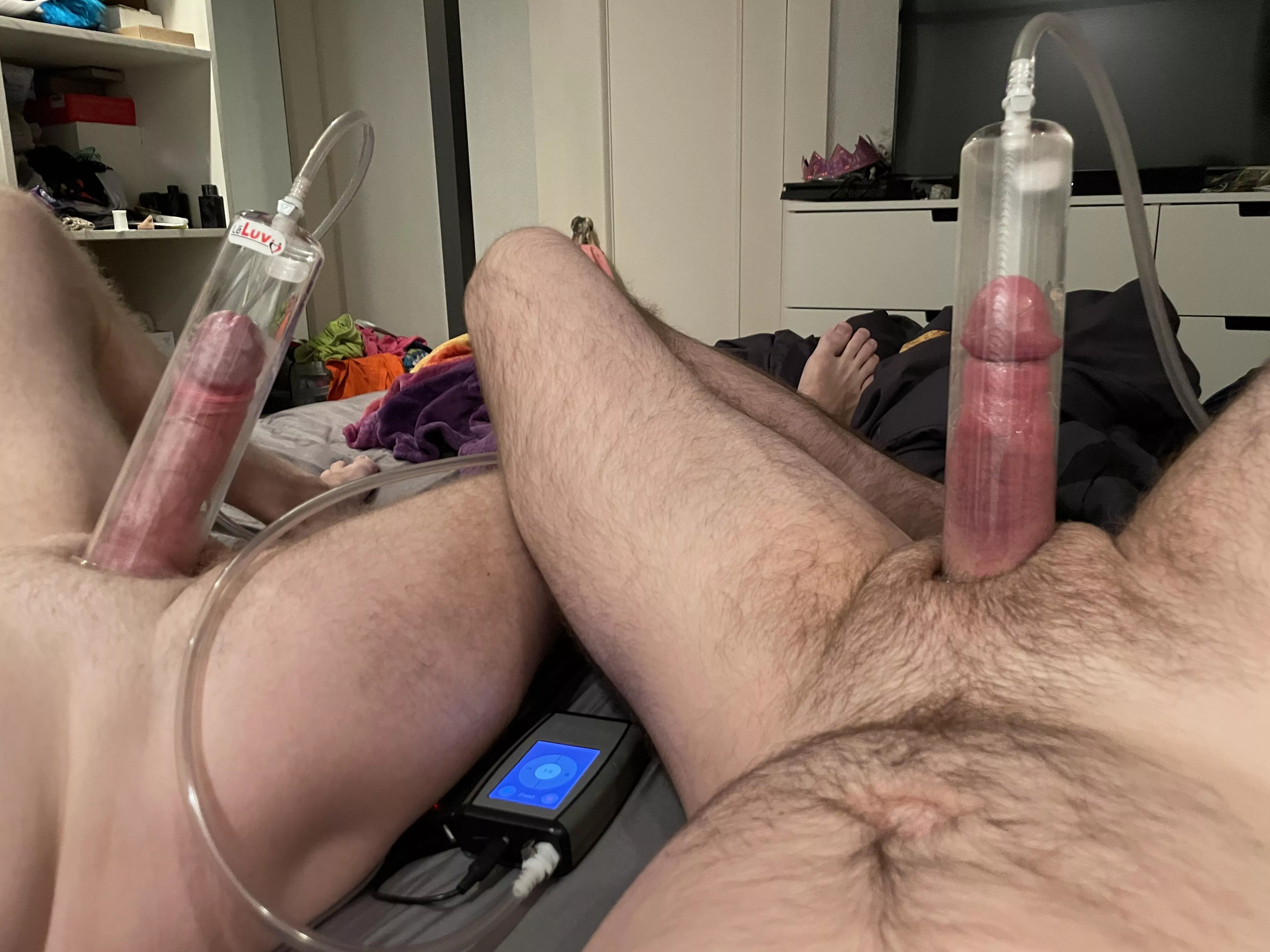 Which of us are you pumping first? 😈