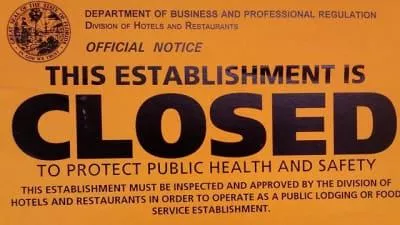 After a random, unannounced health inspection, I am forced to close the pizzeria in Venus to protect public health After a random, unannounced health inspection, I am forced to close the pizzeria in Venus to protect public health