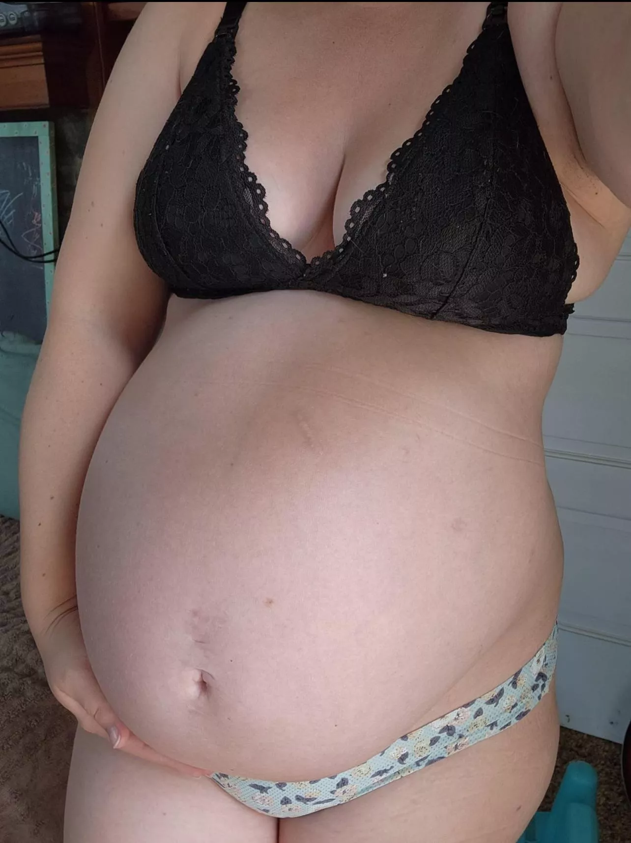 Are you a married man wishing you could see my swollen pregnant pussy and engorged milky boobs that are under these panties and bra? Or worse😏😈… or are you single and thinking the same… or a woman😏 I wanna know.
