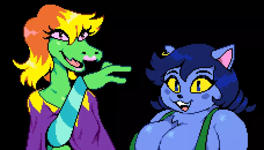 I made some (relatively) SFW [Under(Her)Tail] [Alli] and [Felli] sprites :3