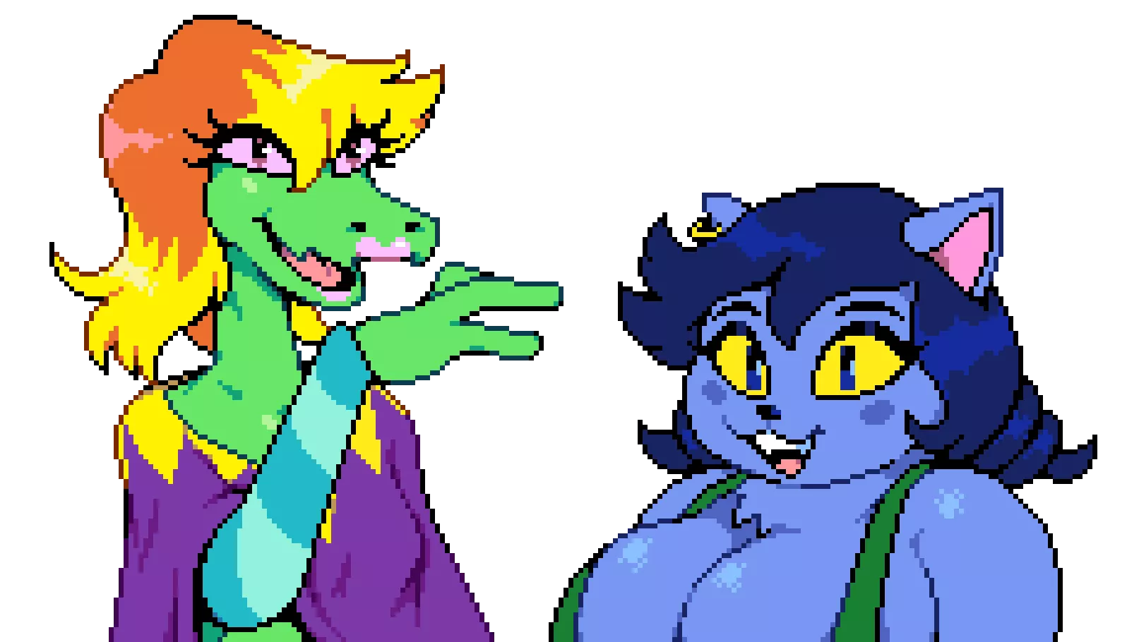 I made some (relatively) SFW [Under(Her)Tail] [Alli] and [Felli] sprites :3