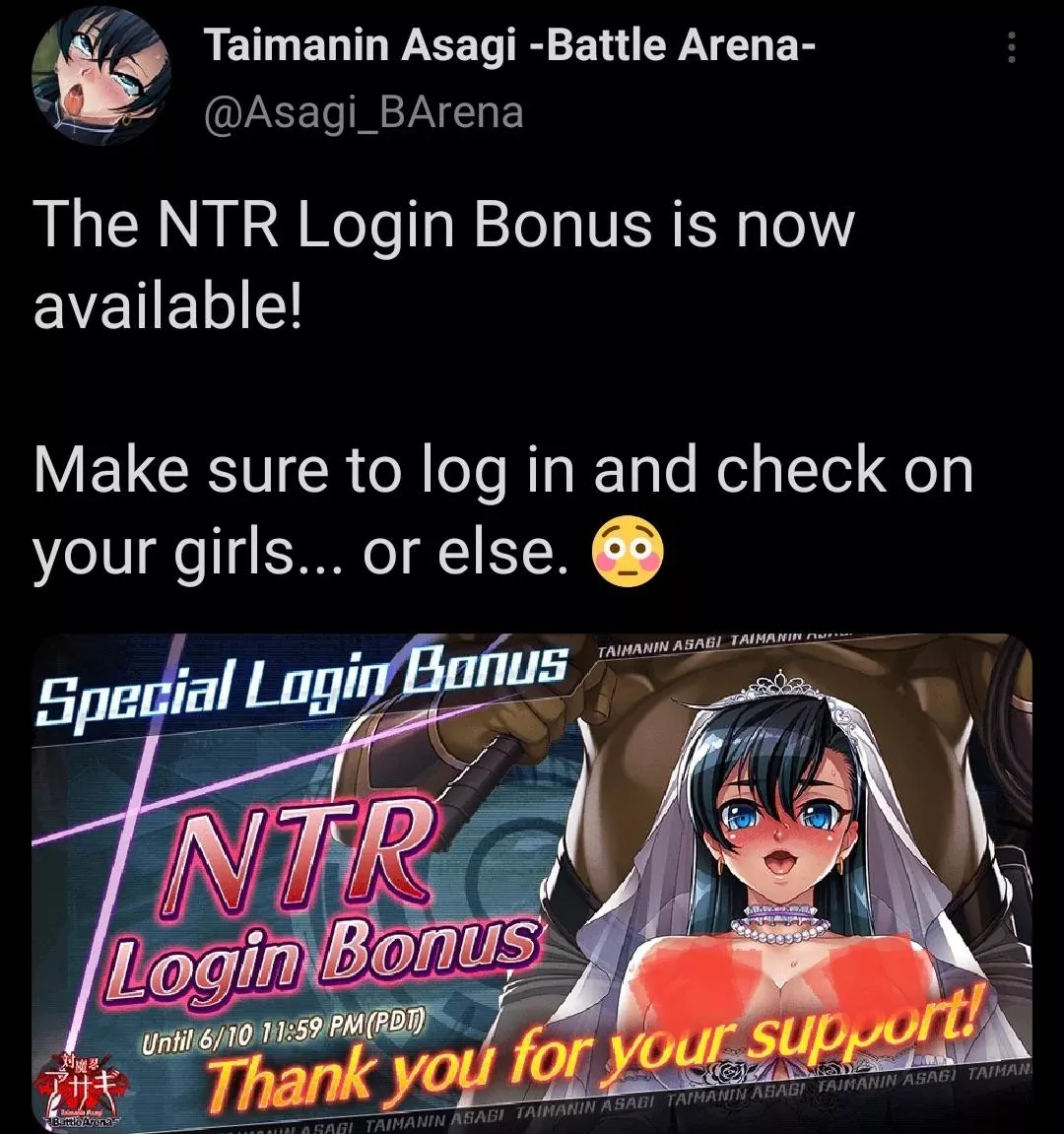 I’m curious if you guys have any interesting ideas of how an NTR gacha might realistically function. How it can incorporate NTR themes into the gameplay, pulls, items etc. 